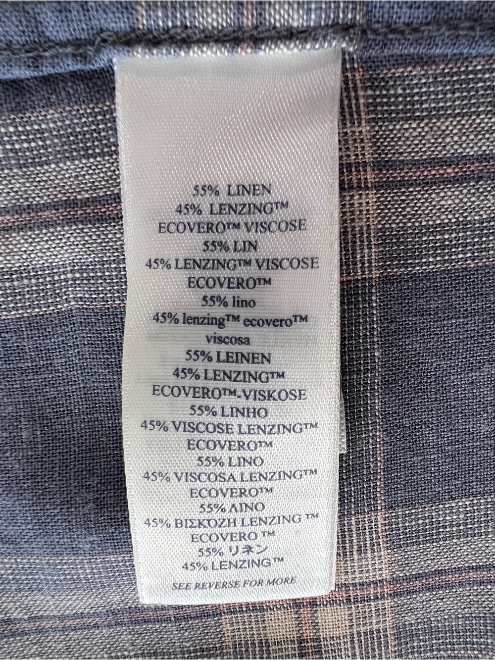 Faherty Linen Blend Shirt Large Blue Plaid Button-up Lightweight Coastal Travel - Picture 14 of 15